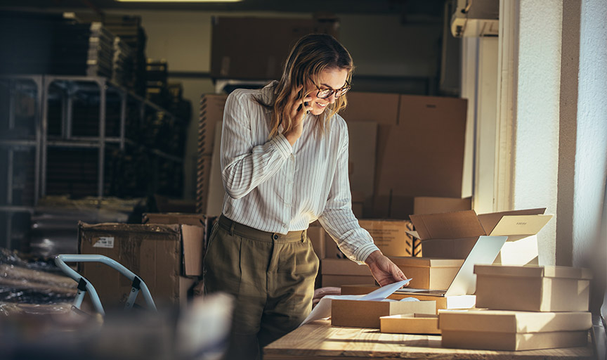 lady working with packages